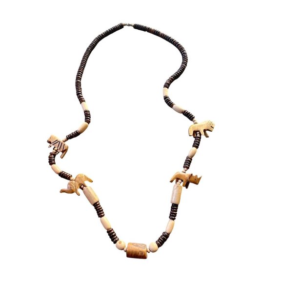 Handcrafted Wooden Beaded Animal Necklace Boho - Picture 4 of 6